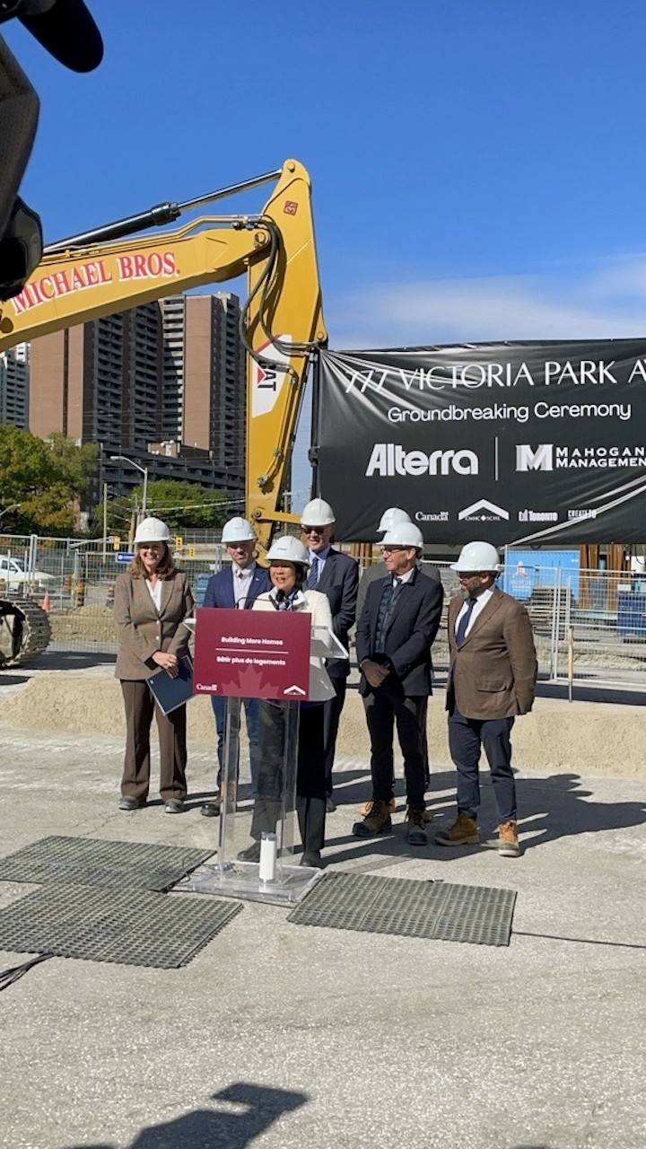 Mayor Olivia Chow speaking at the ground breaking ceremony, image via twitter.com/cityoftoronto